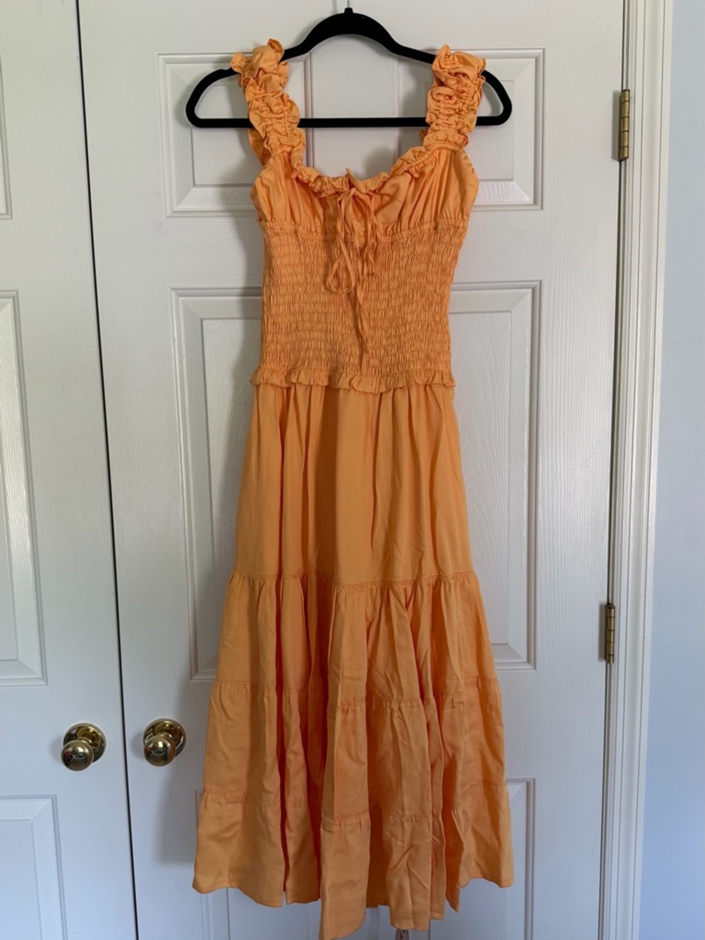 House of CB Orange Tiered Smocked Midi Dress - Picture 3 of 5